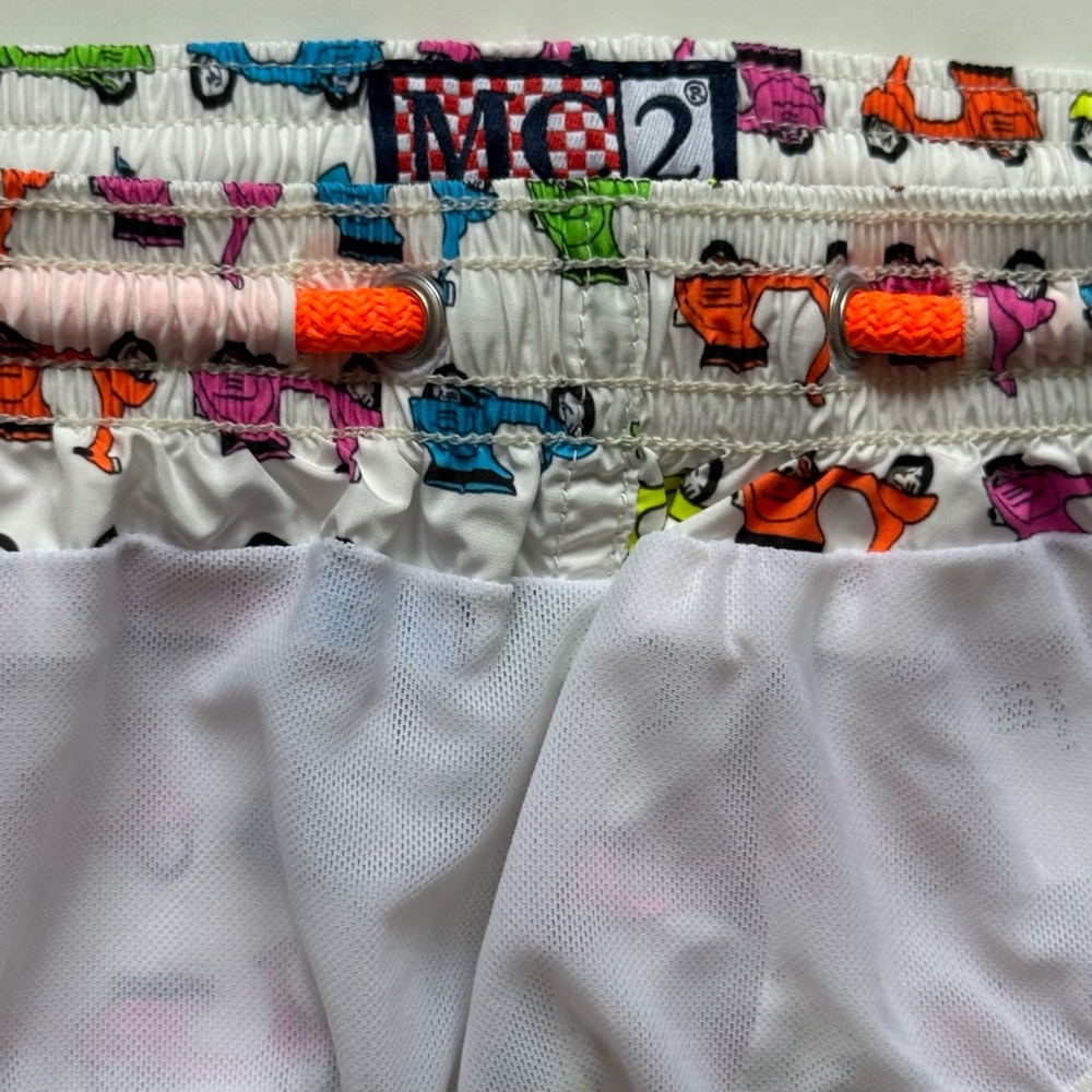 MC2 Saint Barth Boys Lightweight Fabric Swim Shorts Jean Lighting w/ Vespa Print - Picture 11 of 15